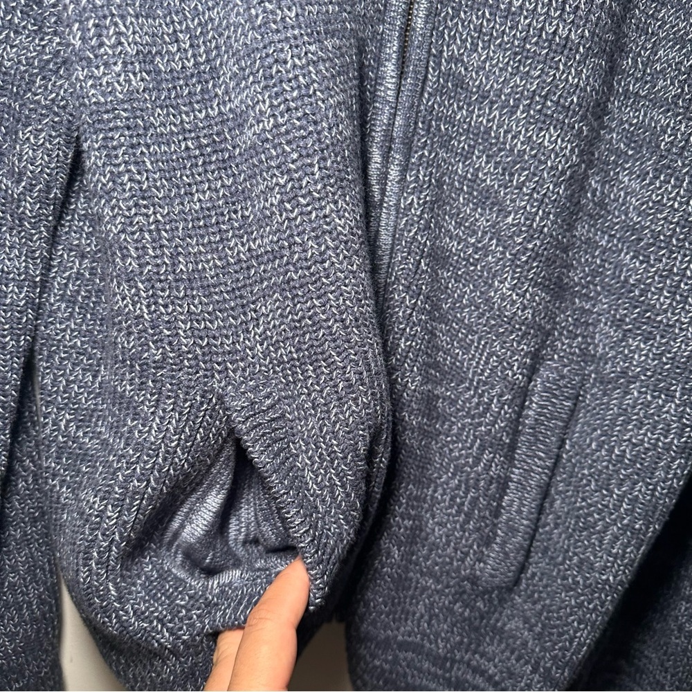 L.L.Bean Blue Jean Sweater FZ Preppy Knit Cardigan XXL Regular Cozy Denim Cotton - Picture 9 of 12